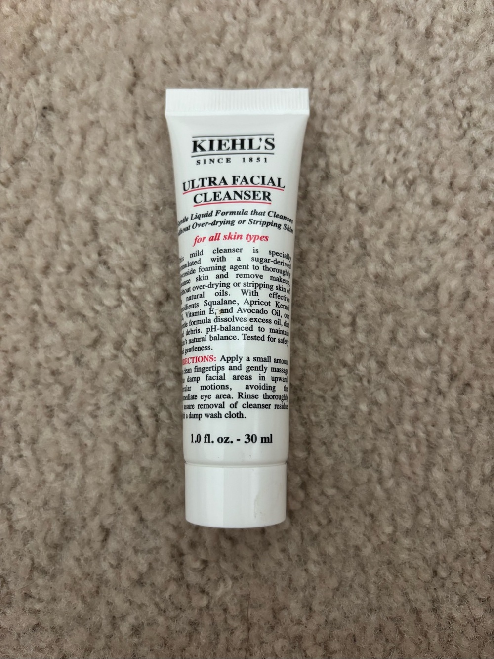 Kiehl's Ultra Facial Cleanser - White Tube with Black and Red Accents